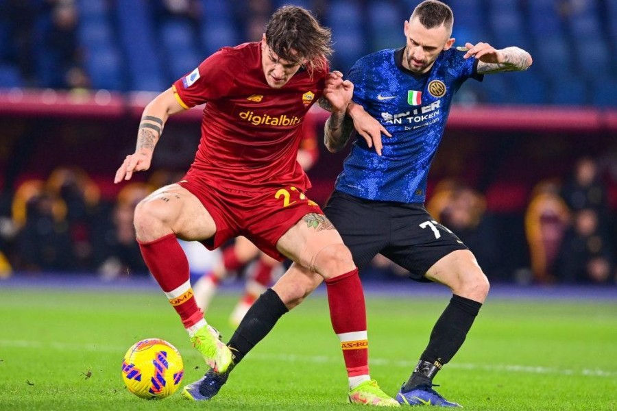 Zaniolo in campo contro l'Inter (AS Roma via Getty Images)