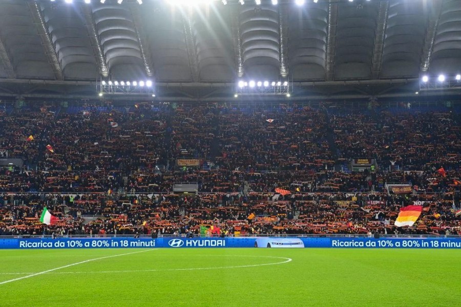La tribuna Tevere dell'Olimpico in occasione di Roma-Spezia (As Roma via Getty Images)