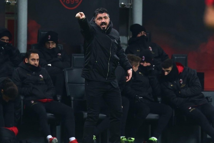 Gattuso 'dirige' i suoi in Milan-Napoli, di LaPresse