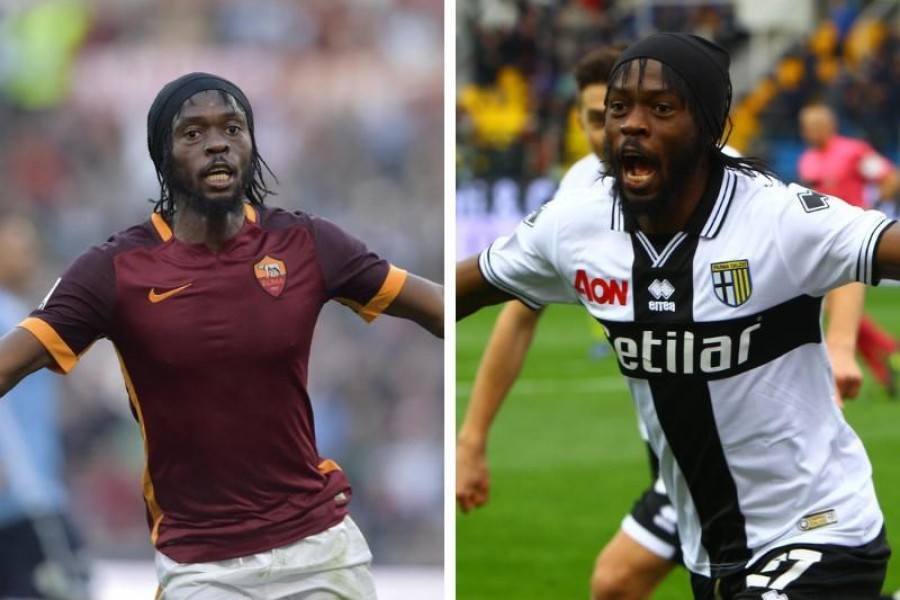 Gervinho con le maglie di Roma e Parma, di LaPresse