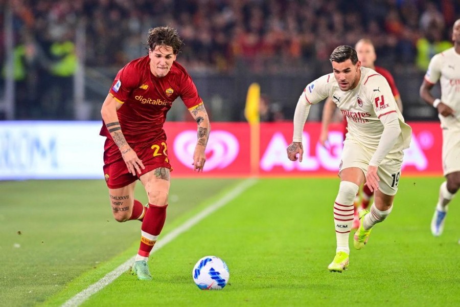 Zaniolo affronta Theo Hernandez nella gara di andata (Getty Images)