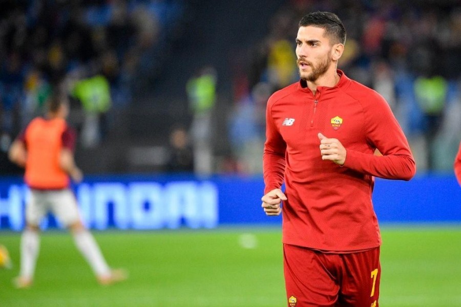 Lorenzo Pellegrini nel riscaldamento (Getty Images)