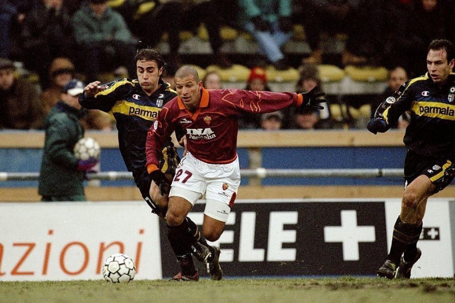 Fabio Junior e Fabio Cannavaro in Parma-Roma (Claudio Villa /Allsport)