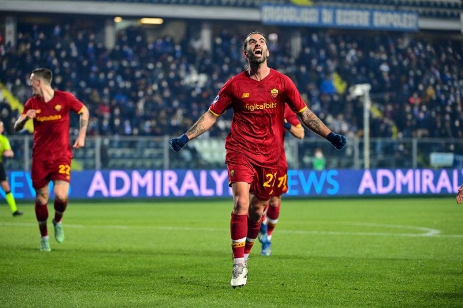 Sergio Oliveira festeggia il gol segnato all'Empoli (AS Roma via Getty Images)