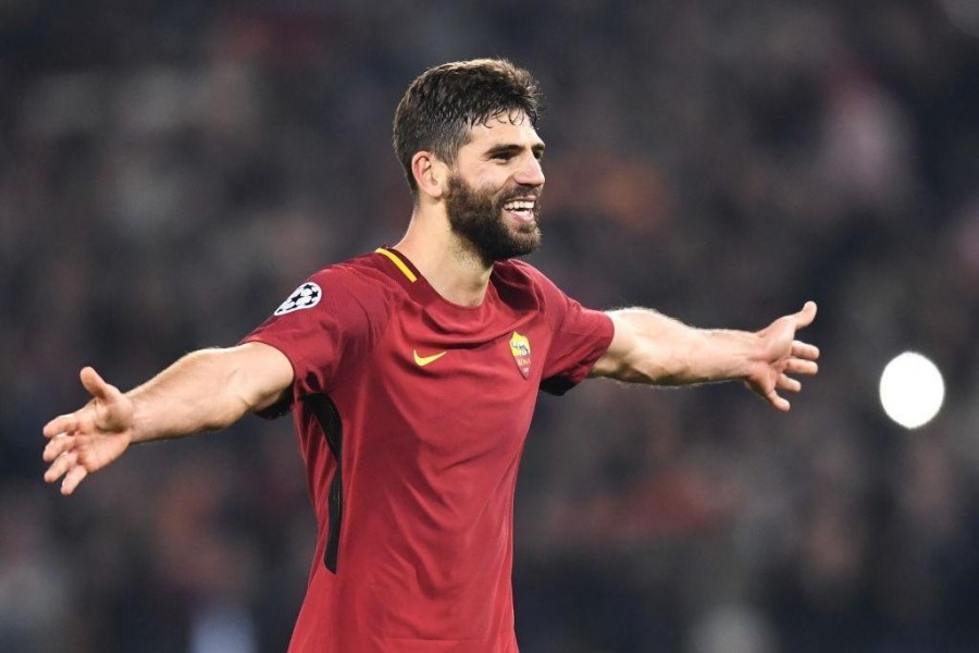 Federico Fazio con la maglia giallorossa nella gara di ritorno col Barcellona nel 2018 (Getty Images)