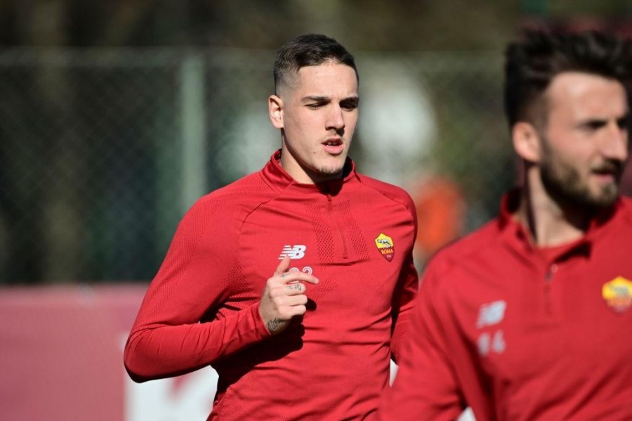 Zaniolo in allenamento a Trigoria (As Roma via Getty Images)