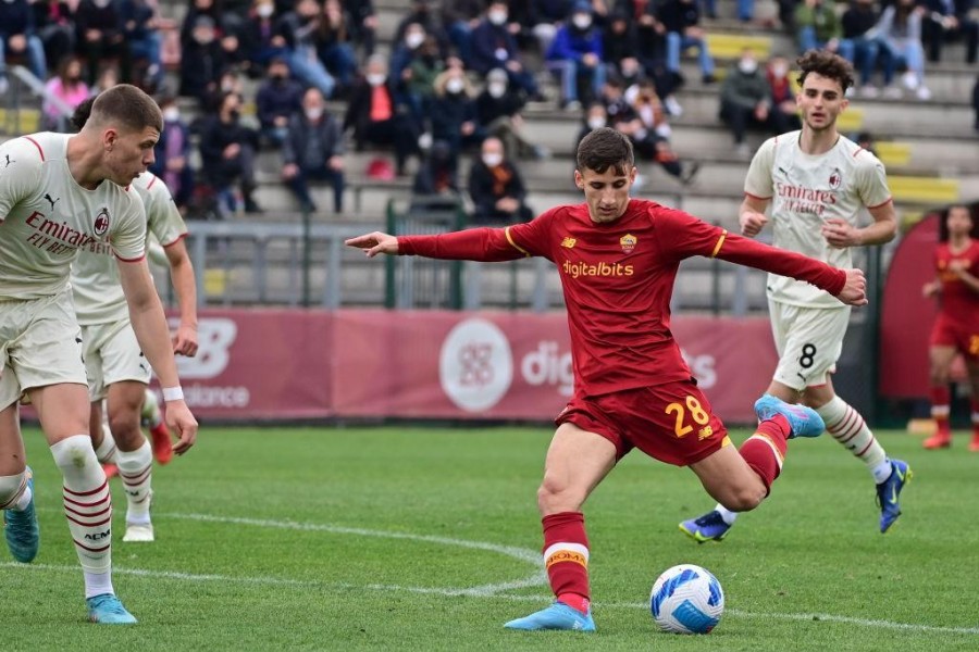 Il gol di Riccardo Pagano contro il Milan (AS Roma via Getty Images)