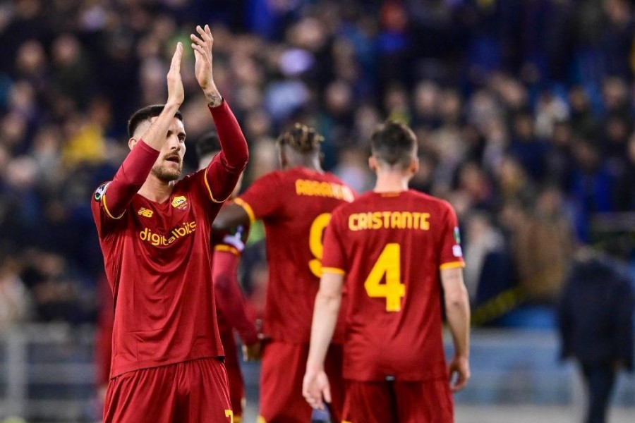 Pellegrini, Cristante ed Abraham (As Roma via Getty Images)