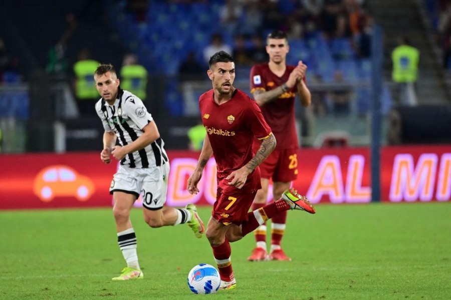 Pellegrini contro l'Udinese, nella gara d'andata (AS Roma via Getty Images)