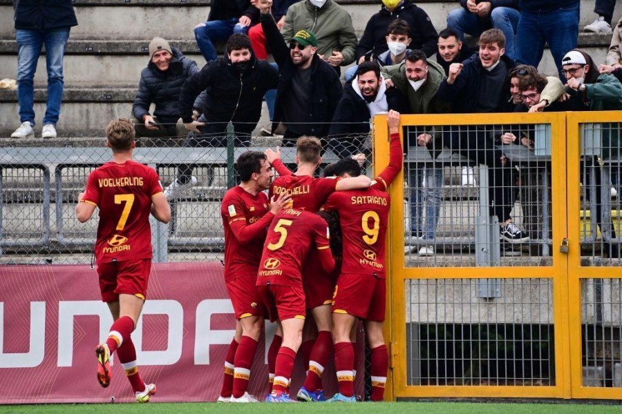 L'esultanza dopo il gol al Milan (AS Roma via Getty Images)