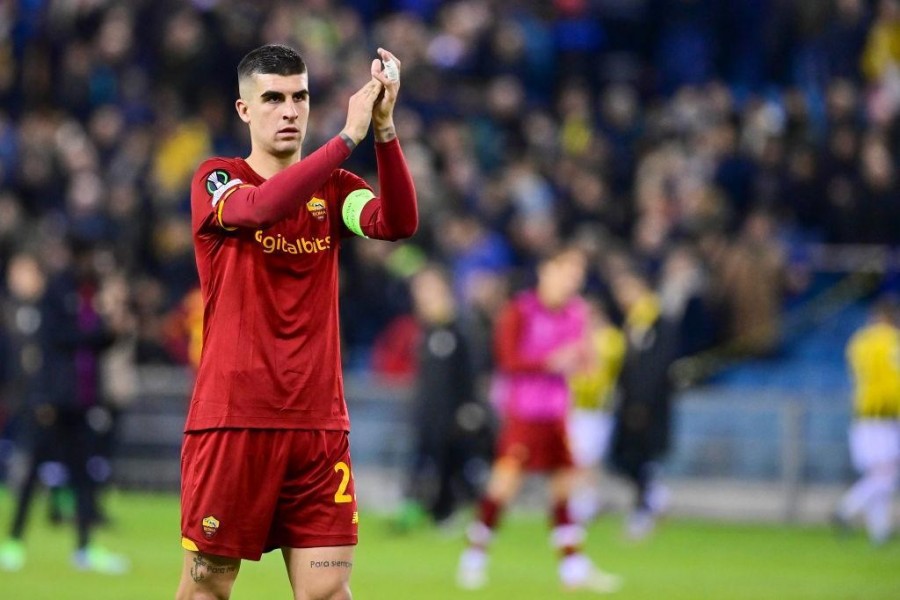 Gianluca Mancini contro il Vitesse (AS Roma via Getty Images)