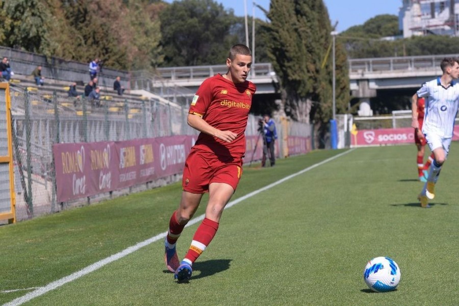 Giacomo Faticanti in campo con la Roma (AS Roma via Getty Images)