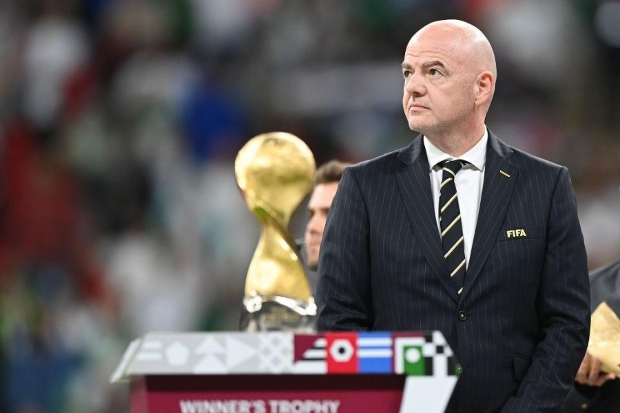 Il presidente della Fifa Infantino alla premiazione del Mondiale di Qatar 2022