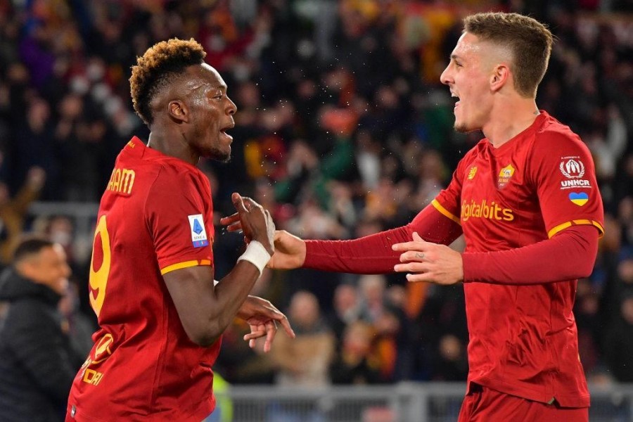 Abraham e Zaniolo (As Roma via Getty Images)