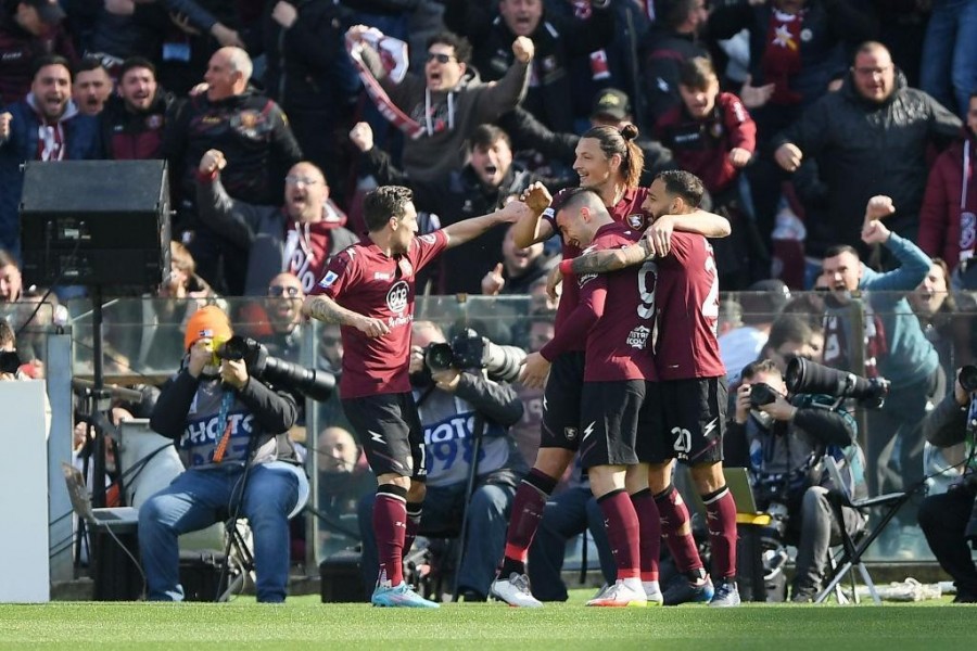 I giocatori della Salernitana in azione