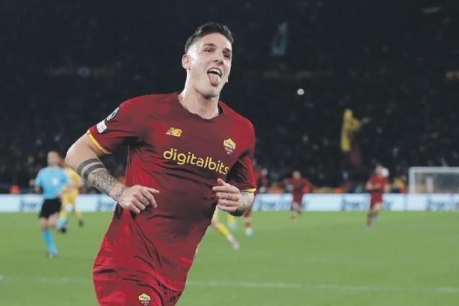 Nicolò Zaniolo esulta dopo aver segnato al Bodø (AS Roma via Gettty Images)