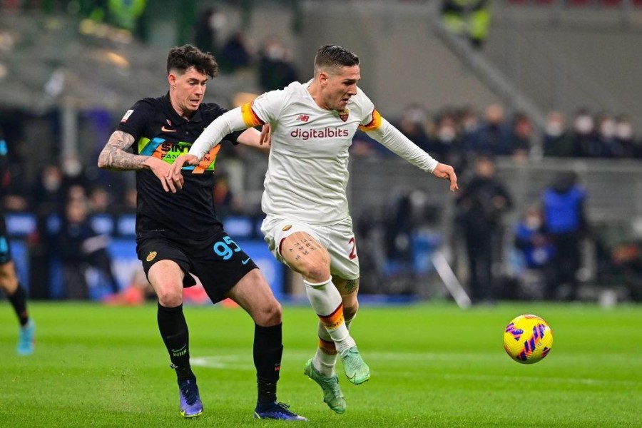 Zaniolo e Bastoni nel corso dell'ultimo Inter-Roma (Getty Images)