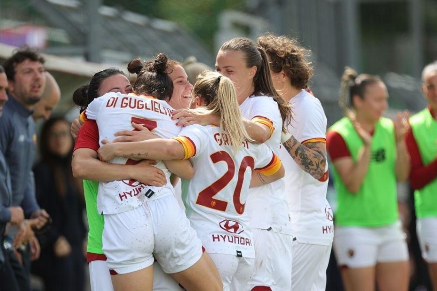 L'esultanza delle giallorosse (AS Roma via Getty Images)