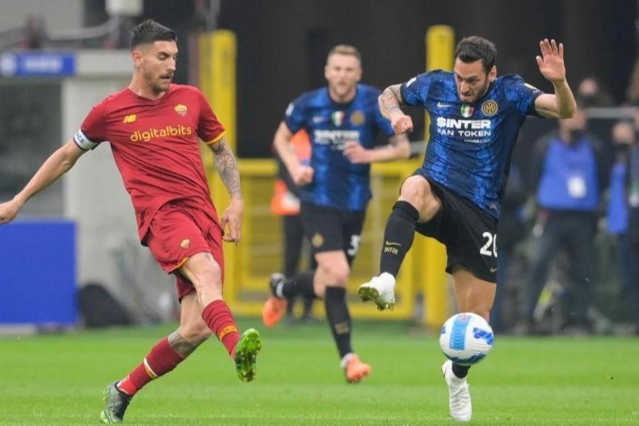 Lorenzo Pellegrini ieri in Inter-Roma (Getty Images)