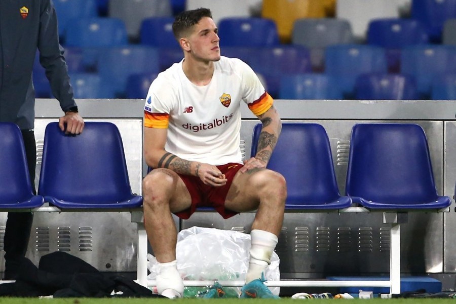 Nicolò Zaniolo che dovrebbe rientrare giovedì contro il Leicester (AS Roma via Getty Images)