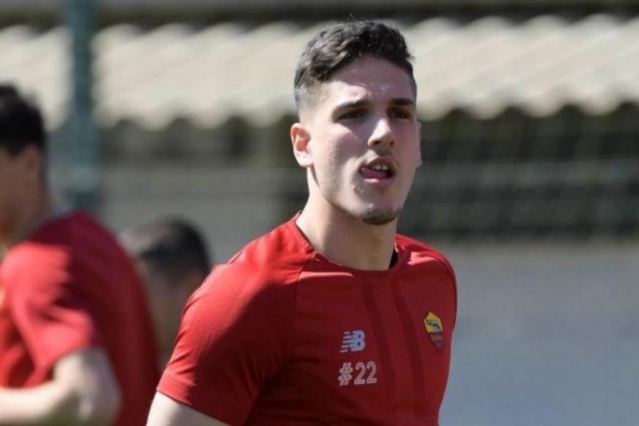 Zaniolo in allenamento a Trigoria (As Roma via Getty Images)