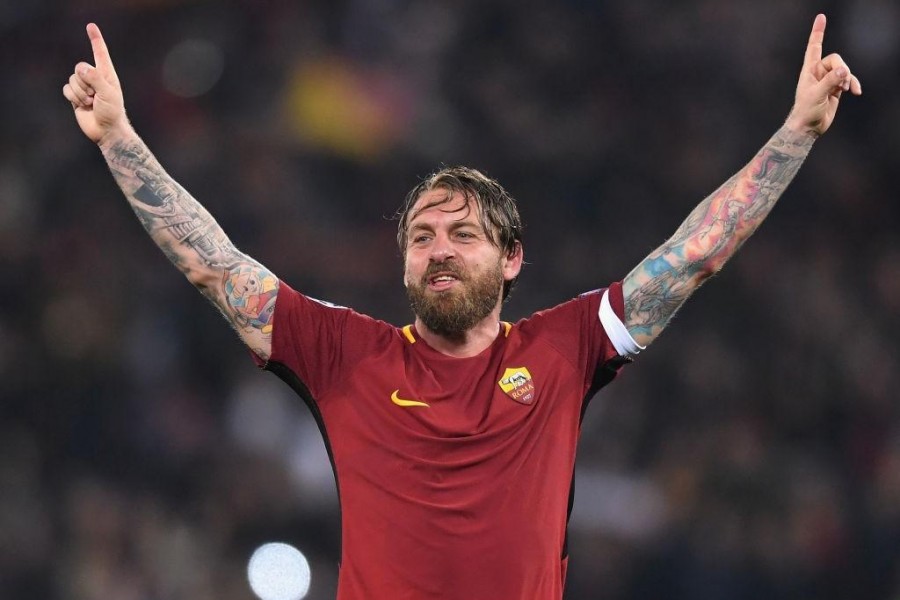 L'esultanza di Daniele De Rossi dopo l'incredibile rimonta contro il Barcellona (AS Roma via Getty Images)