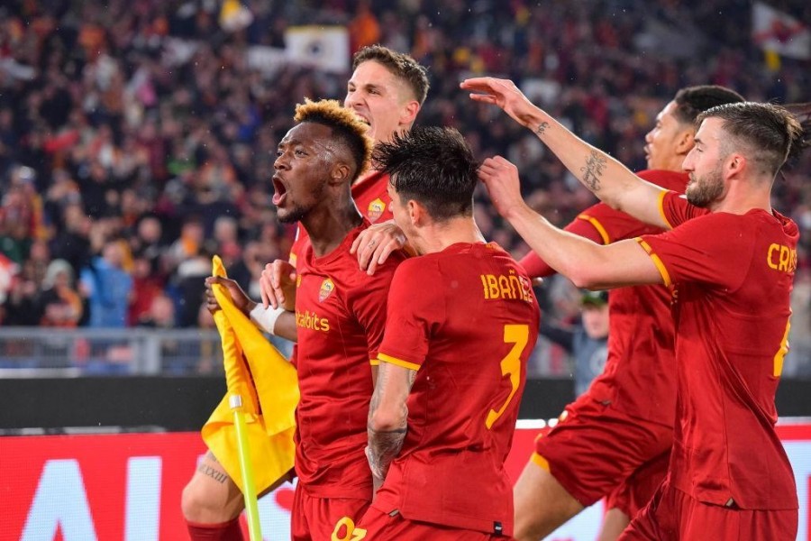 La Roma esulta contro il Leicester (Getty Images)