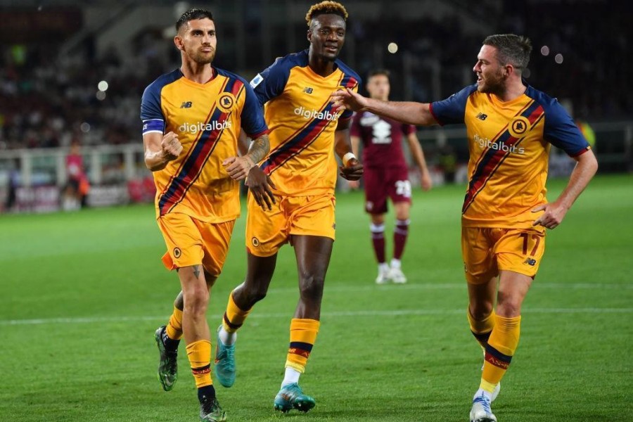 Pellegrini, Abraham e Veretout (As Roma via Getty Images)