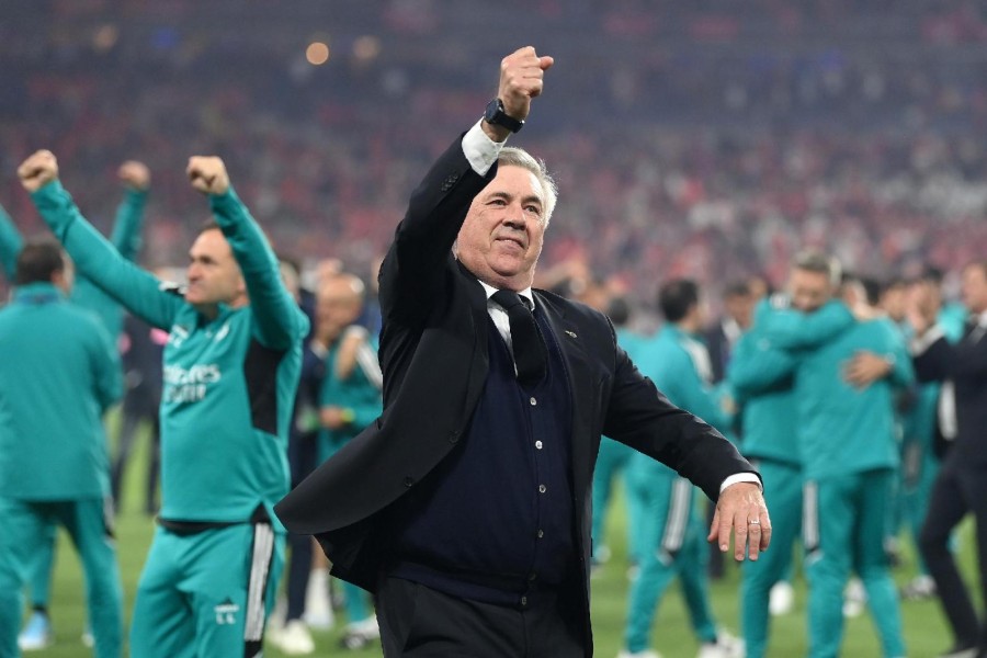 La gioia di Ancelotti dopo il triplice fischio (Getty Images)