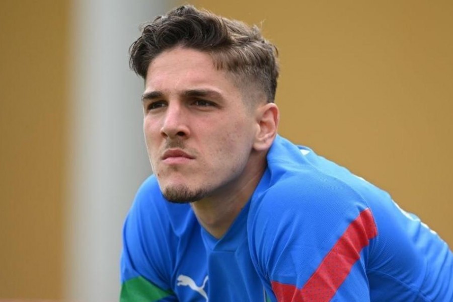 Nicolò Zaniolo durante il ritiro con gli Azzurri a Coverciano (Getty Images)