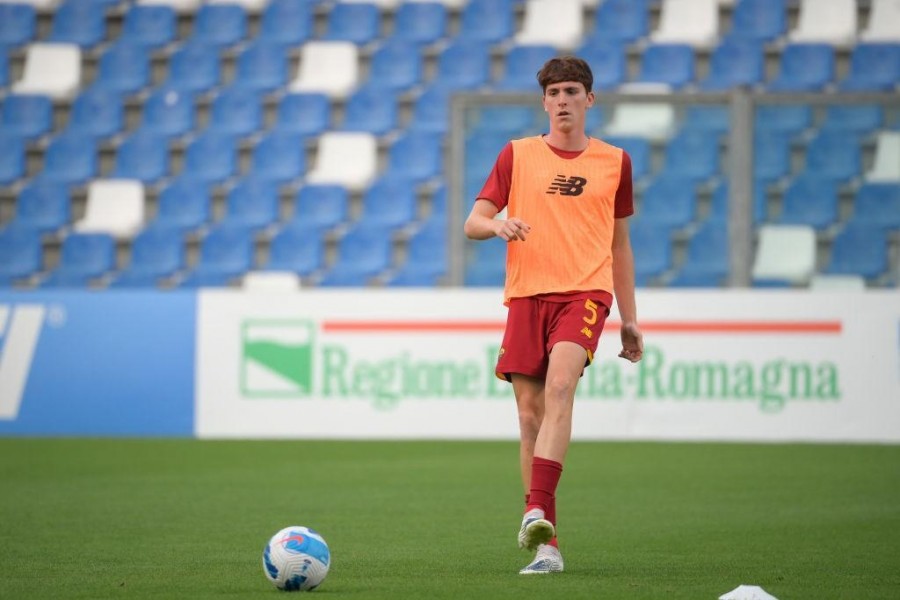 Filippo Tripi che si allena prima della finale con l'Inter (AS Roma via Getty Images)