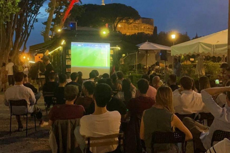 The bar near Castel Sant'Angelo where the author watched the match