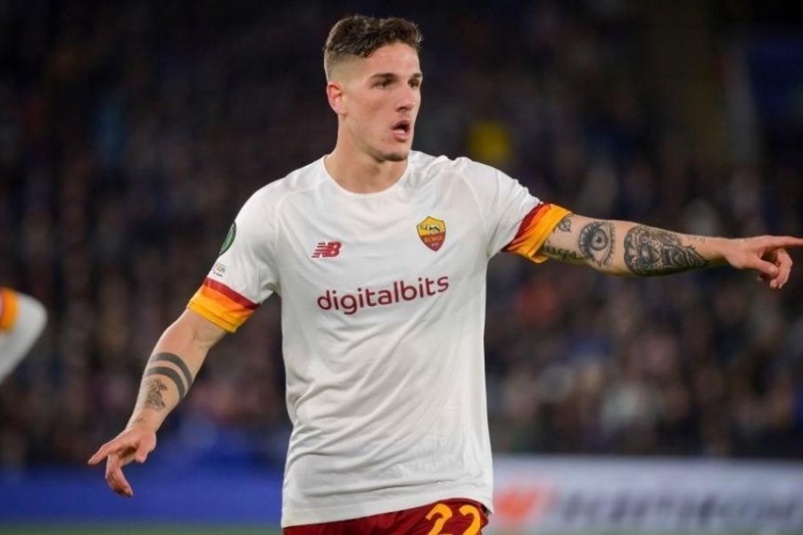 Nicolò Zaniolo durante Leicester-Roma (As Roma via Getty Images)