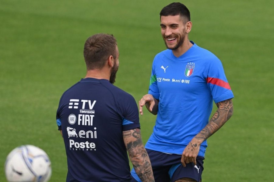Lorenzo Pellegrini e Daniele De Rossi in una sessione di allenamento con l'Italia (Getty Images)