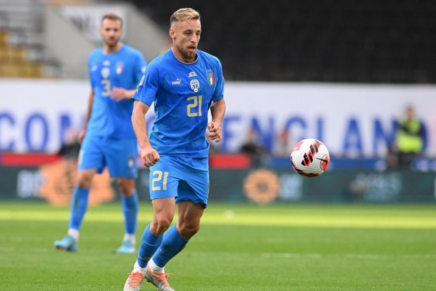 Davide Frattesi con la Nazionale contro l'Inghilterra (Getty Images)