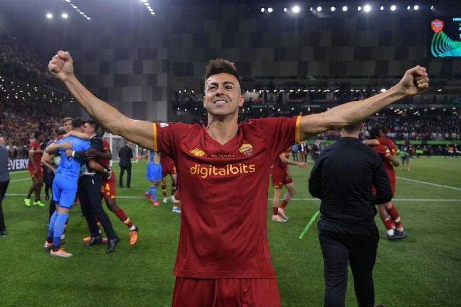 L'esultanza di El Shaarawy a Tirana (As Roma via Getty images)