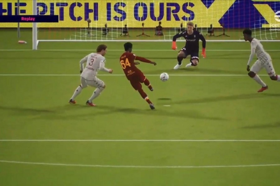 FElix Afena-Gyan al momento del gol del momentaneo 1-1 tra Urma43 e Usmakabyle (Konami Digital Entertainment)