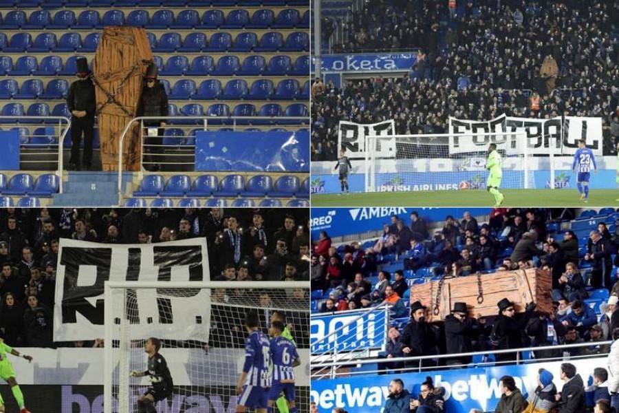 La protesta dei tifosi dell'Alaves: con le partite di lunedì il calcio muore
