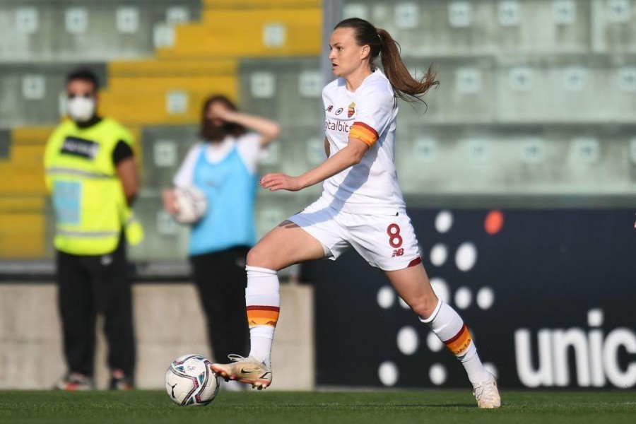 Milica Mijatovic con la maglia della Roma Femminile contro il Sassuolo (As Roma via Getty Images)