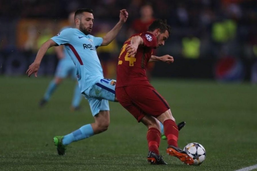 Alessandro Florenzi in azione contro il Barcellona (As Roma via Getty Images)