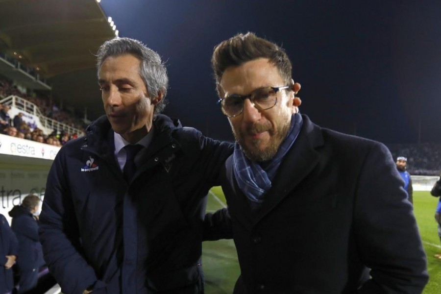 Sousa e Di Francesco durante un Fiorentina-Sassuolo, di LaPresse