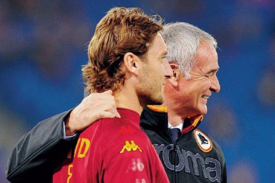 Totti e Ranieri nella stagione 2009/10, di LaPresse