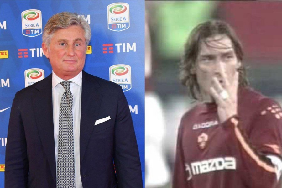 A sinistra Daniele Pradè (LaPresse)/ A destra il gesto di Totti dopo il 4-0 alla Juventus