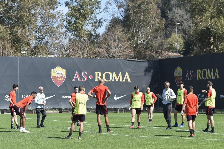 La Roma si allena a Trigoria, di LaPresse