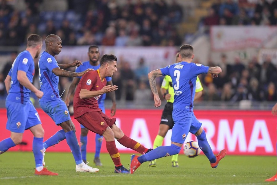 Lorenzo Pellegrini nella partita contro la Fiorentina, di LaPresse