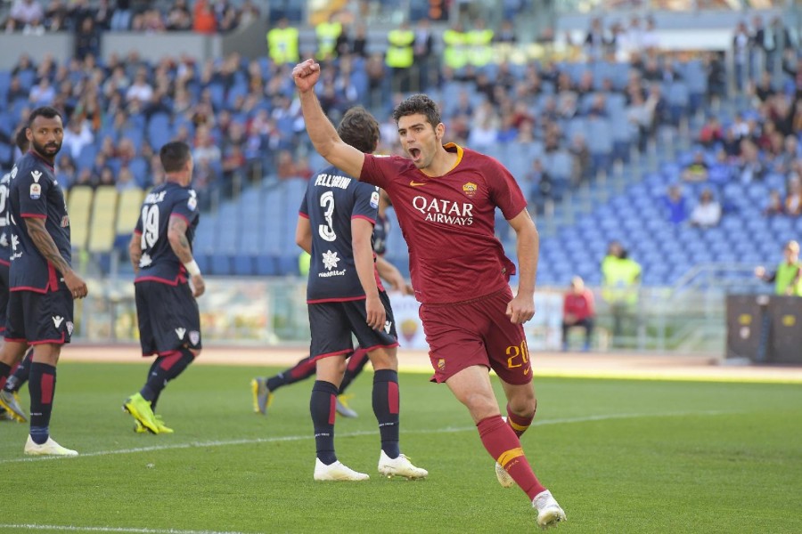 Federico Fazio, a sengo dopo 5' contro il Cagliari, di LaPresse