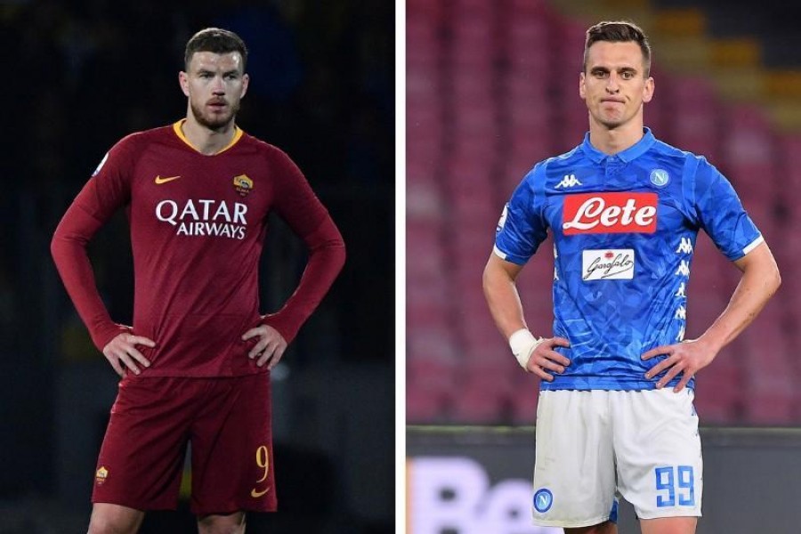 Edin Dzeko e Arkadiusz Milik, di LaPresse