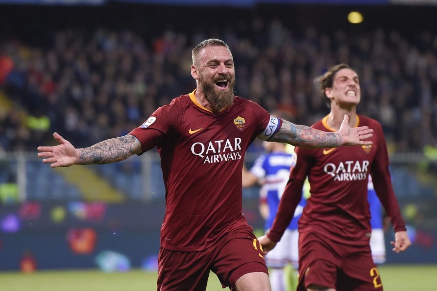 Daniele De Rossi esulta al gol contro la Sampdoria, di LaPresse