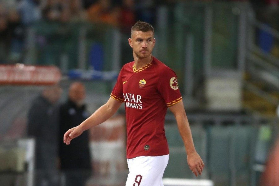 Edin Dzeko durante Roma-Parma, di Mancini