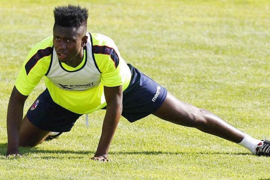 Amadou Diawara  in allenamento ai tempi del Bologna, di LaPresse